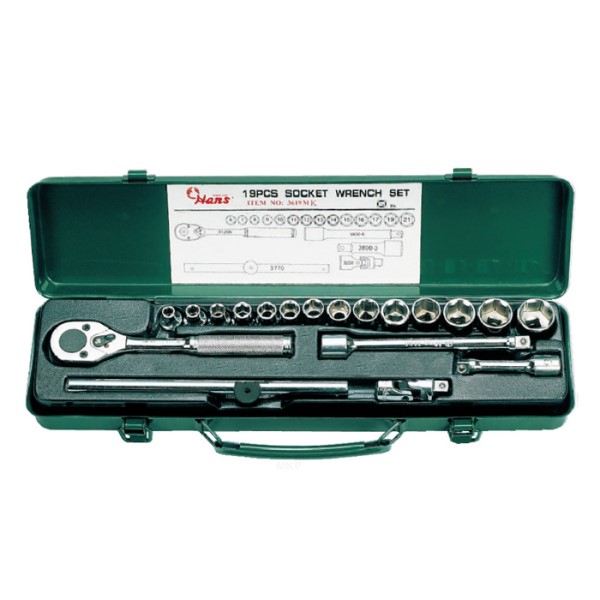 جعبه بکس 19 پارچه هنس Hans 3619MKR درایو 3/8