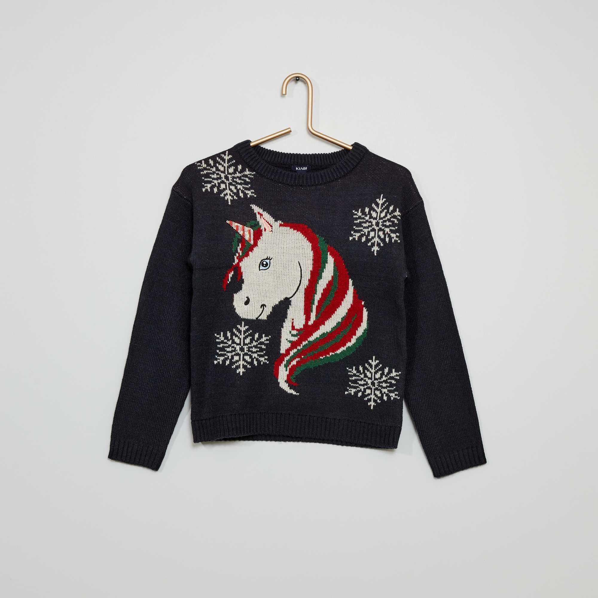 پلیور دخترانه کیابی Kiabi YP435 طرح یونیکورن